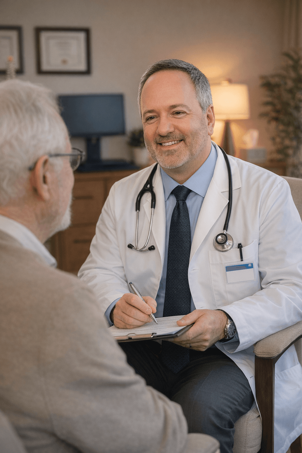 Dr. Buxbaum providing compassionate care to a patient