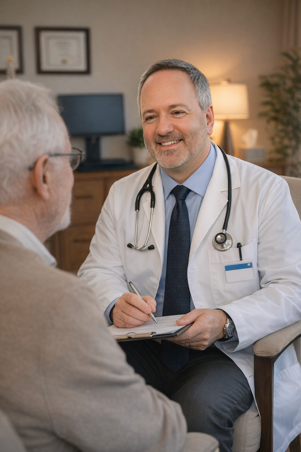 Dr. Buxbaum providing compassionate care to a patient
